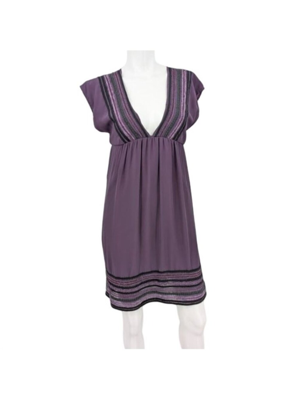Vtg Silk Babydoll Dress Y2K Deep V Embellished Coquette Ethereal Romantic Small